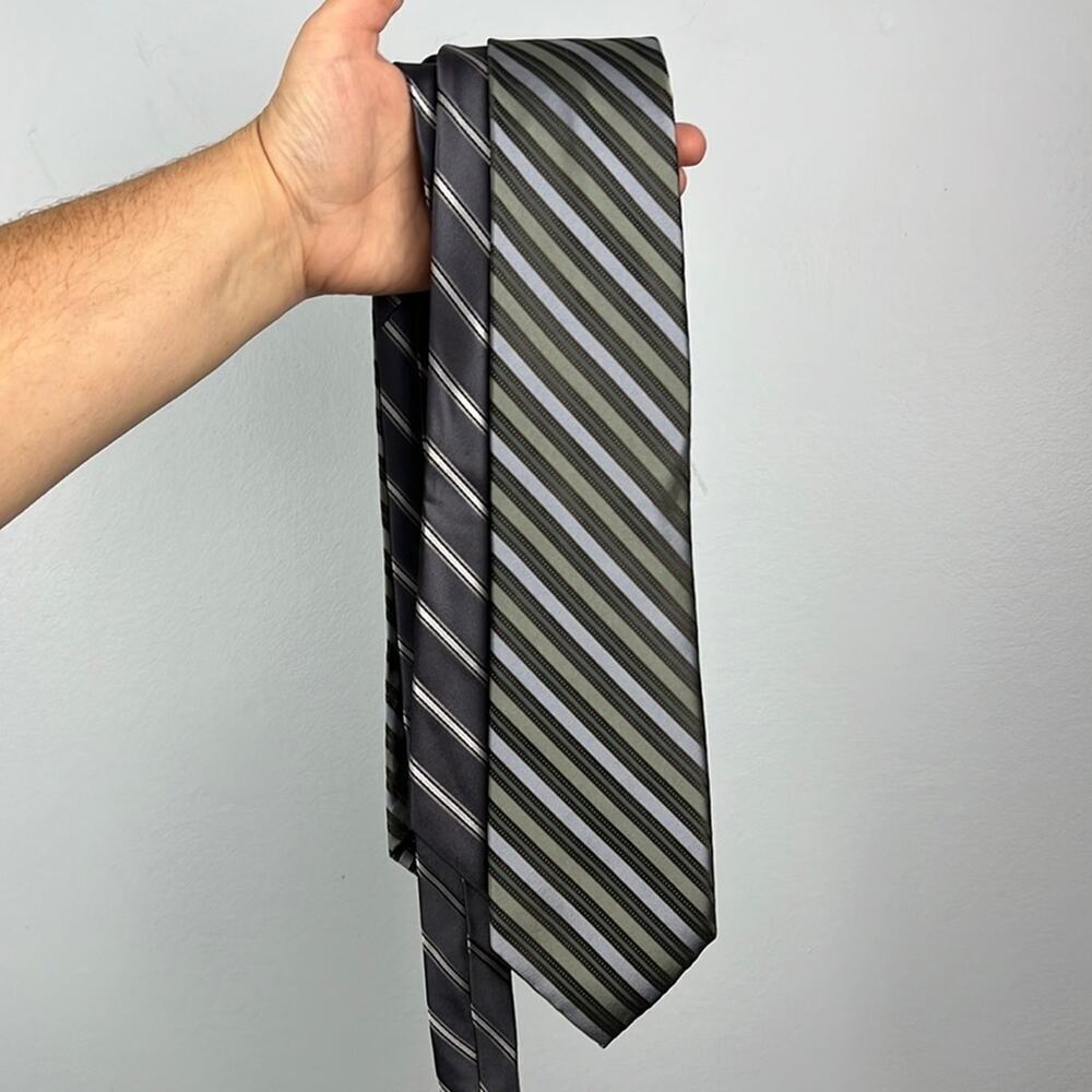 Set of 2 100% silk striped neck ties